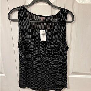J. Jill Black Tank with White Micro Polka Dots